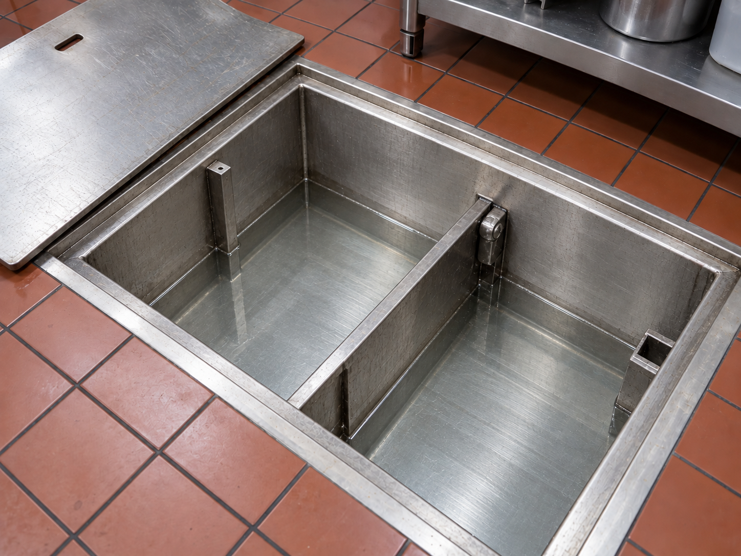 Restaurant grease trap cleaned and empty